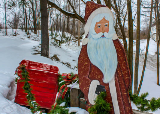 Christmas Card-Wooden Santa Claus